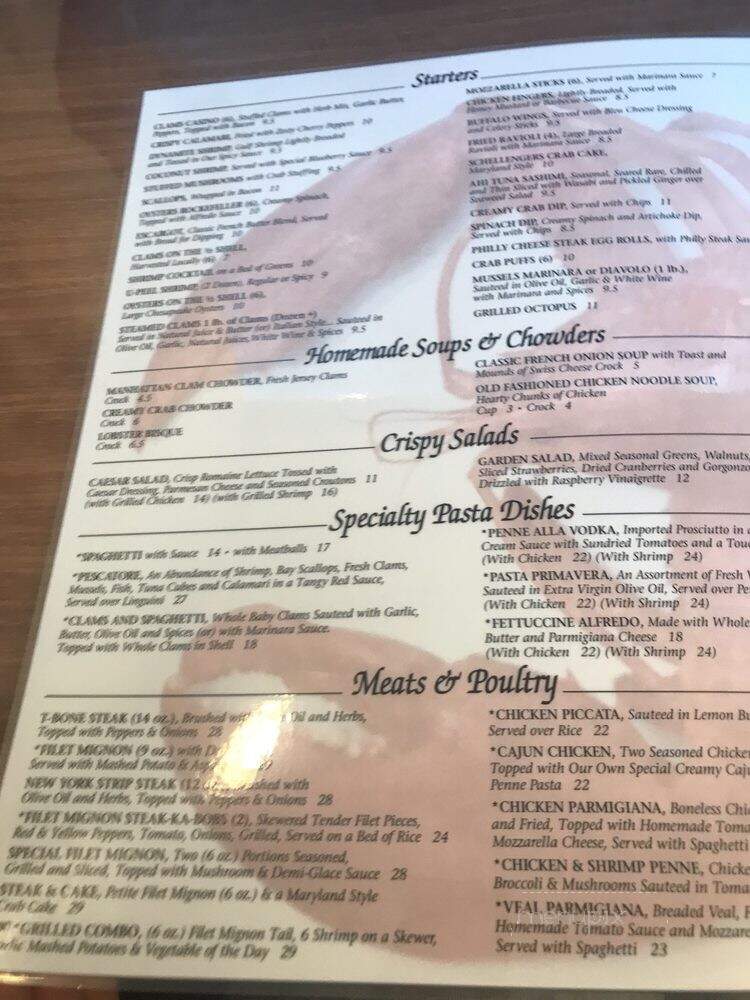 Schellenger's Restaurant - Wildwood, NJ menu_pic