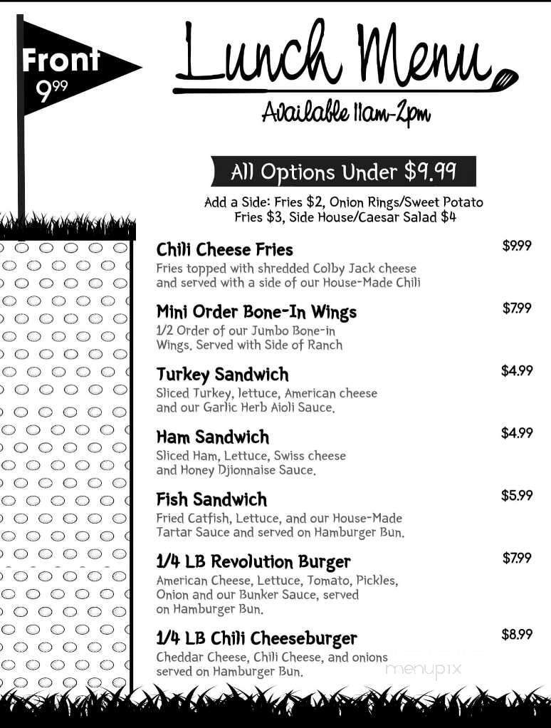 Revolution Golf And Grille - Williamsburg, VA menu_pic
