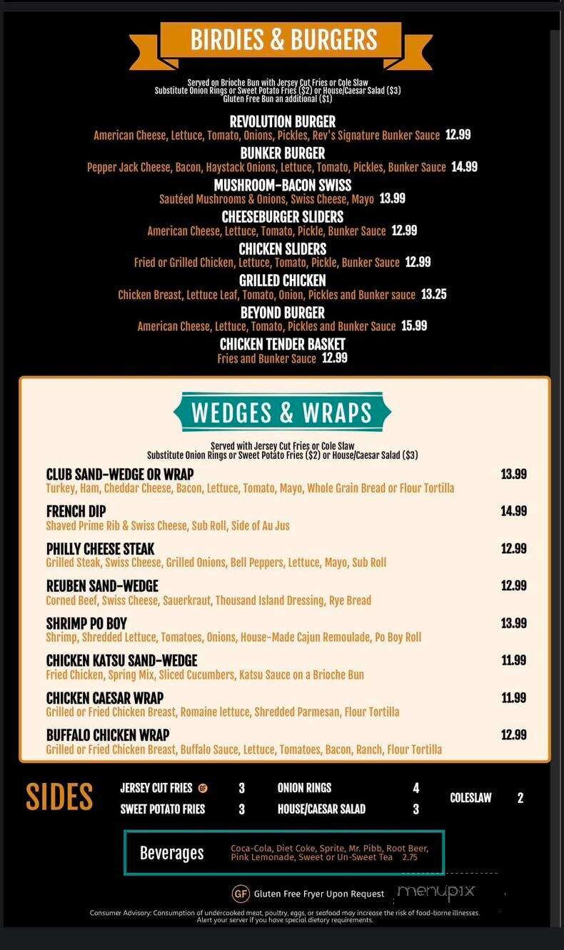 Revolution Golf And Grille - Williamsburg, VA menu_pic
