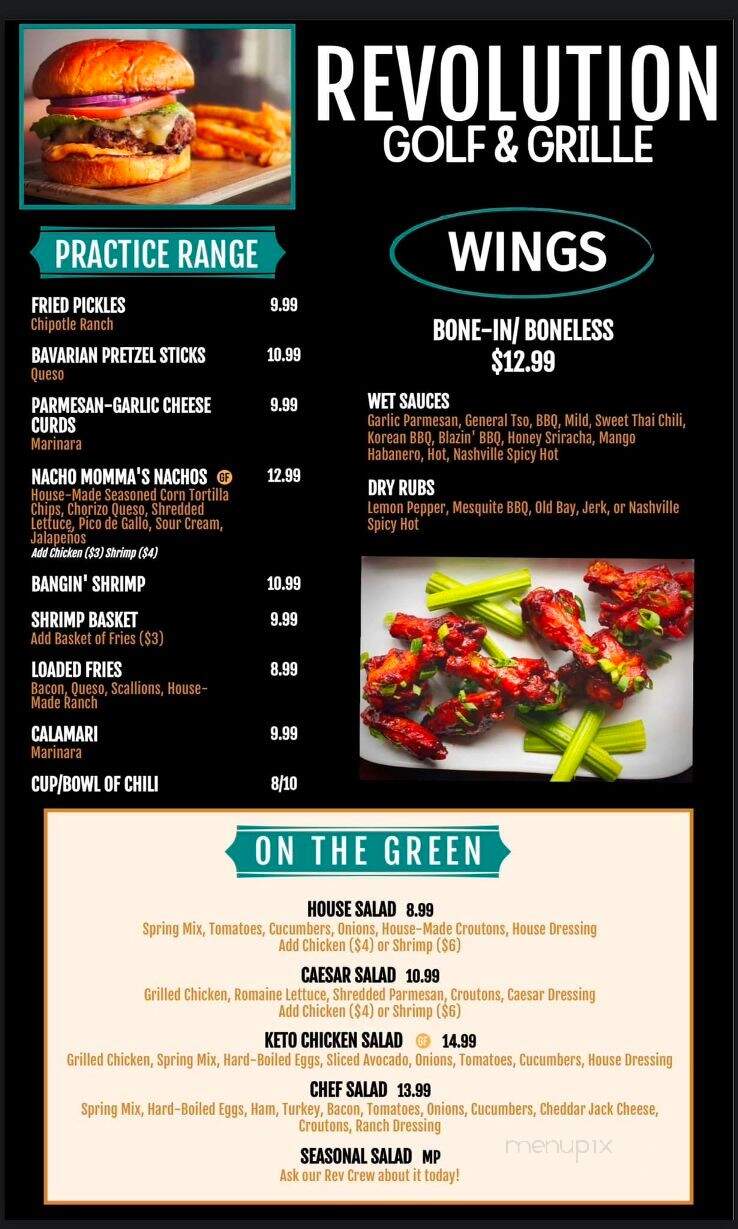 Revolution Golf And Grille - Williamsburg, VA menu_pic