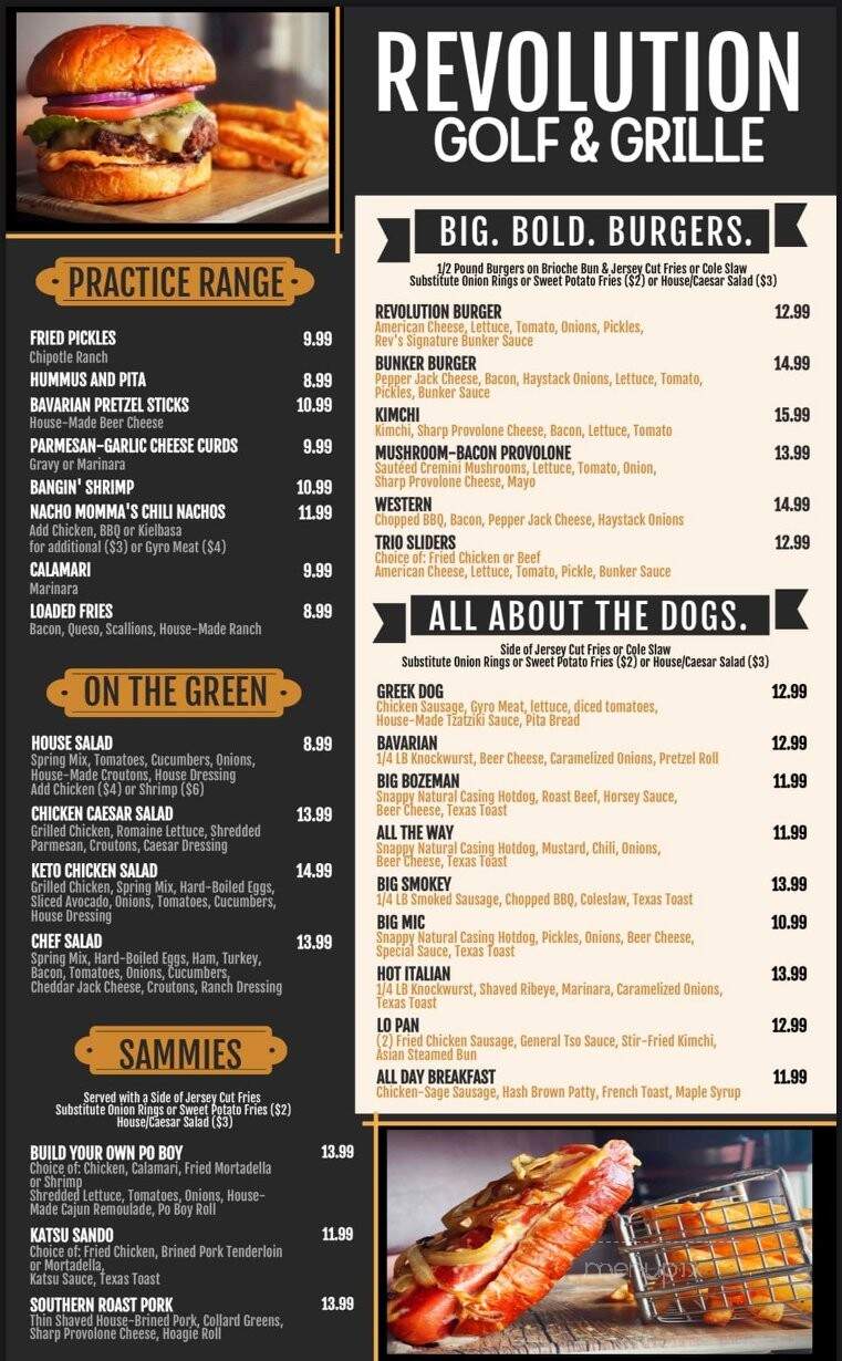 Revolution Golf And Grille - Williamsburg, VA menu_pic