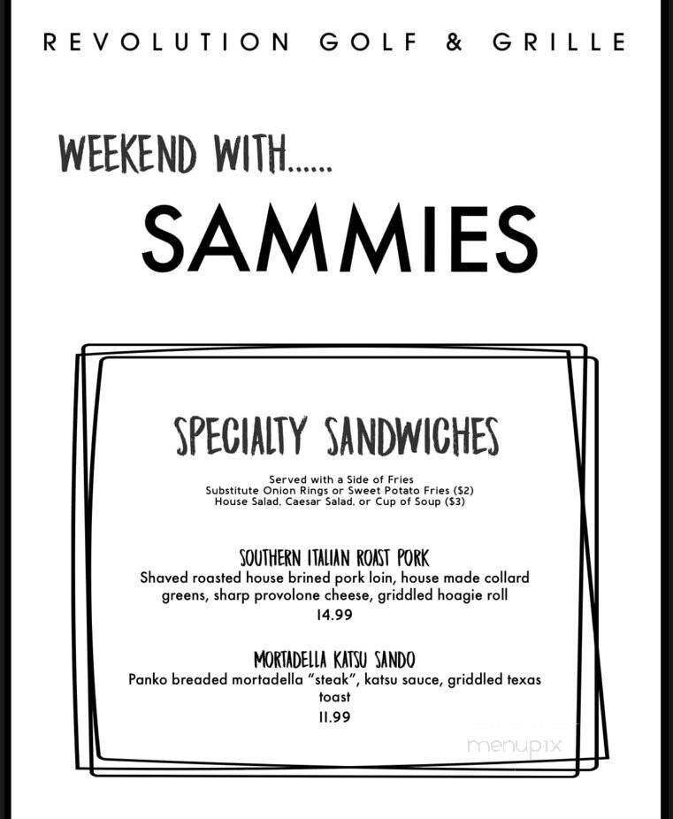 Revolution Golf And Grille - Williamsburg, VA menu_pic