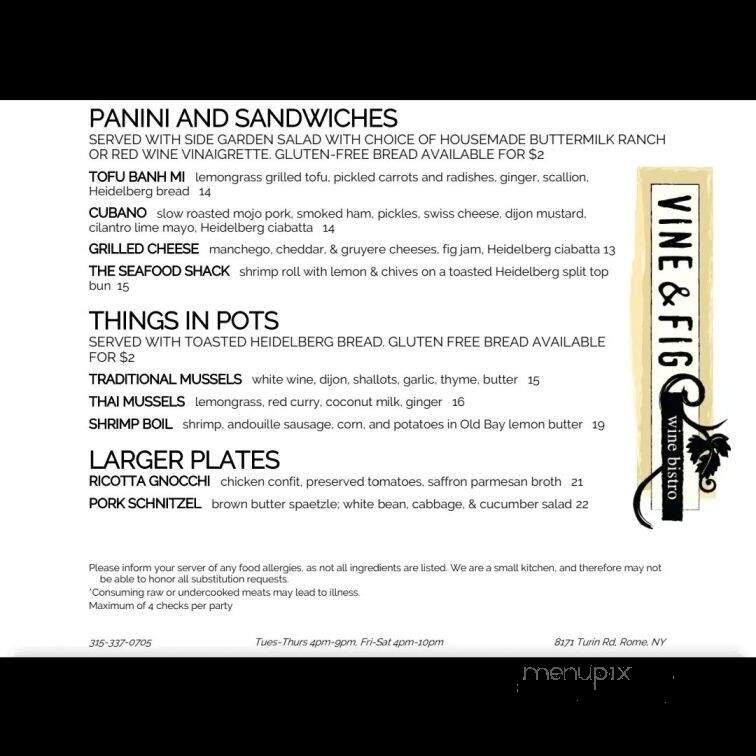 Vine and Fig - Rome, NY menu_pic