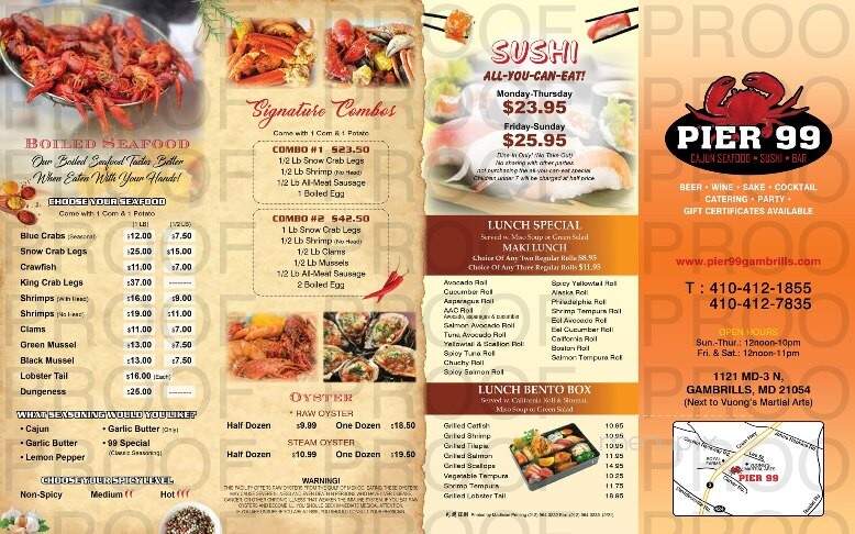 Pier 99 - Gambrills, MD menu_pic