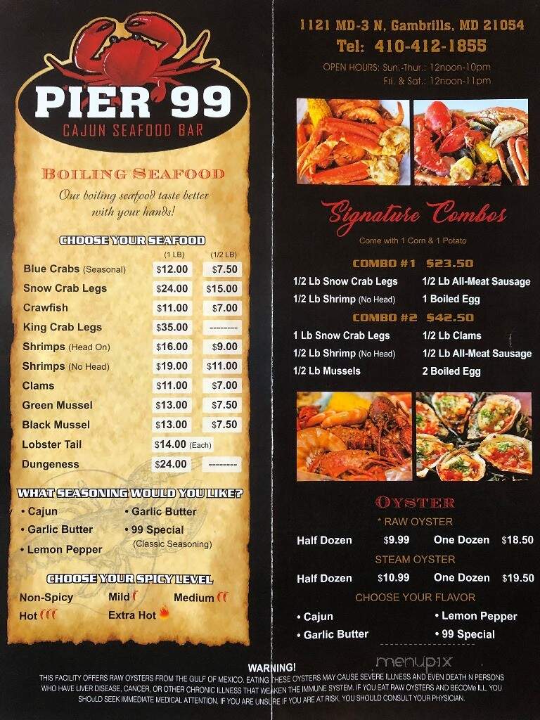Pier 99 - Gambrills, MD menu_pic