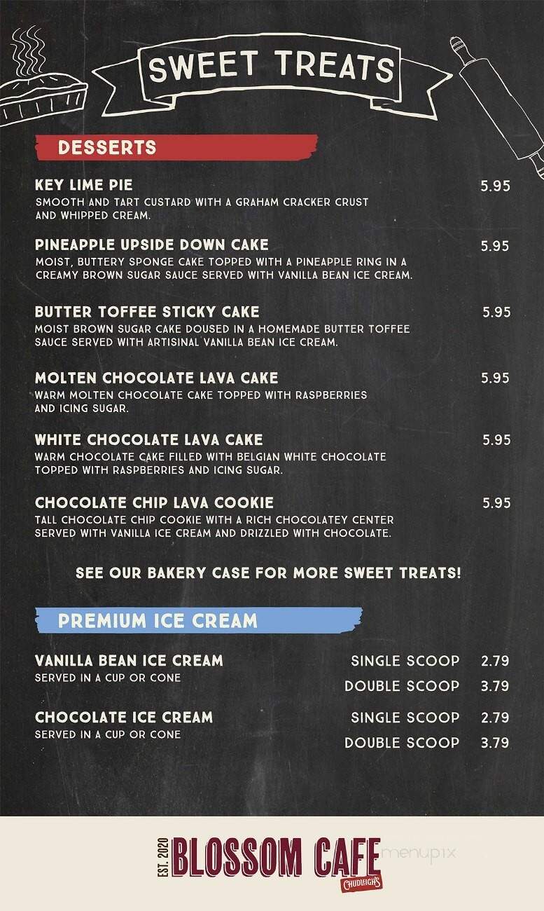 Chudleigh's Blossom Cafe - Milton, ON menu_pic