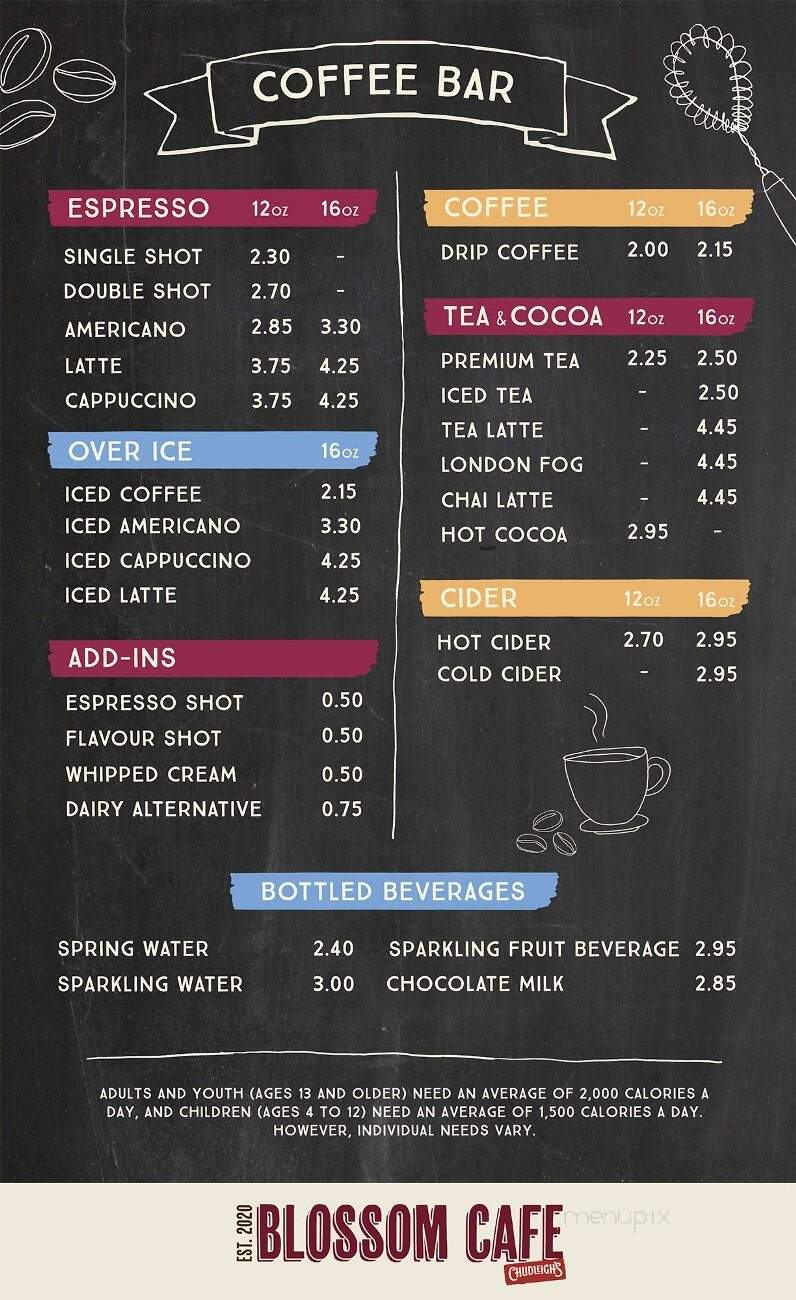 Chudleigh's Blossom Cafe - Milton, ON menu_pic