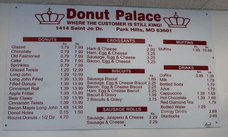 Donut Palace - Park Hills, MO menu_pic