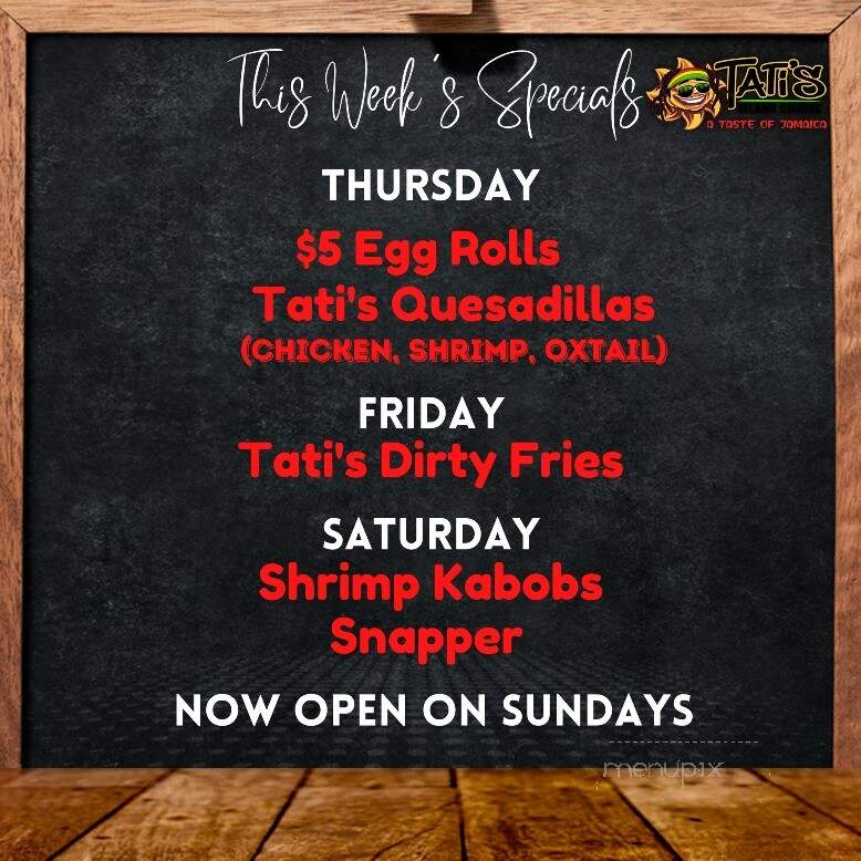 Tati's Island Cuisine - Columbia, SC menu_pic