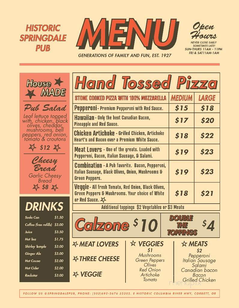 Springdale Pub - Corbett, OR menu_pic