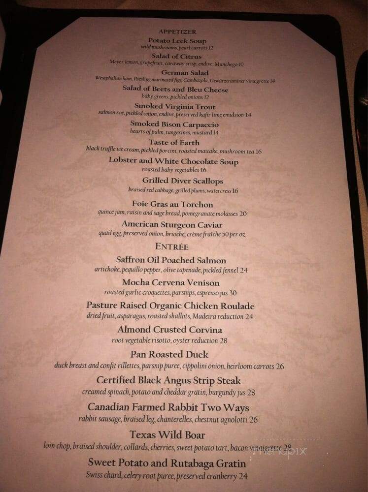 Cedar Restaurant - Washington, DC menu_pic