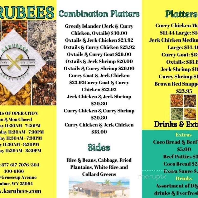 Karubees Jamaican Restaurant - Charleston, WV menu_pic