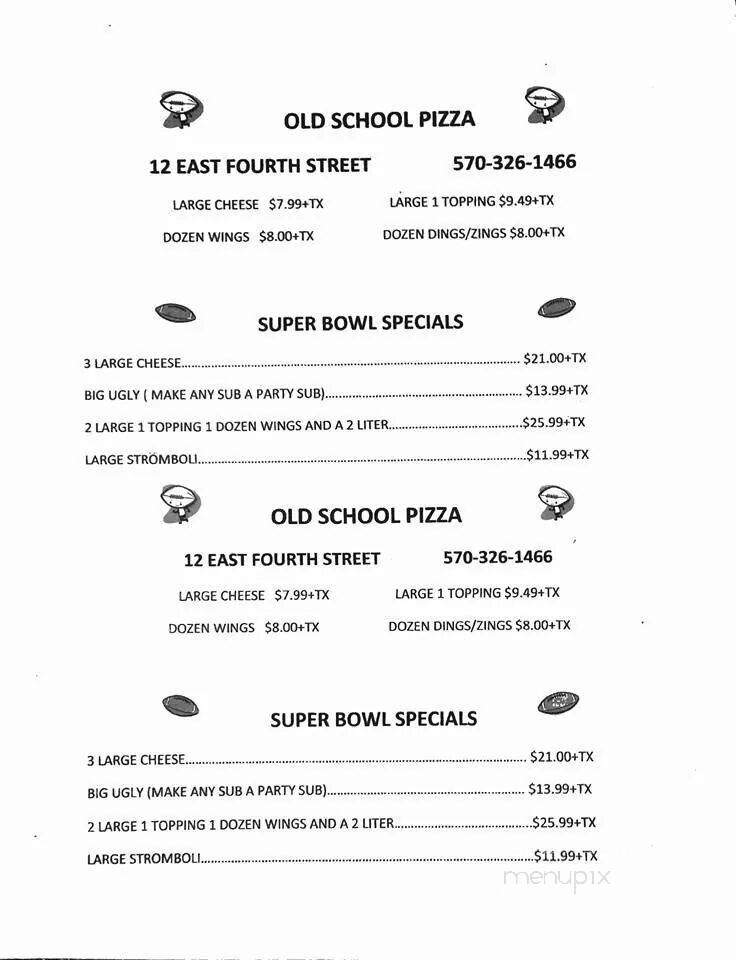 Old School Pizza - Williamsport, PA menu_pic