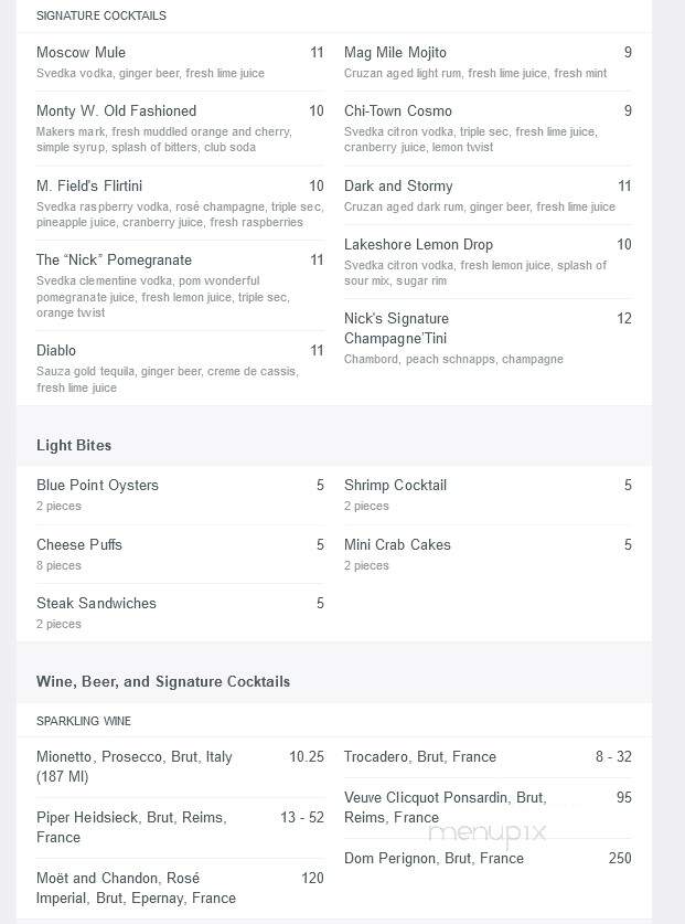Nick's Fishmarket - Chicago, IL menu_pic
