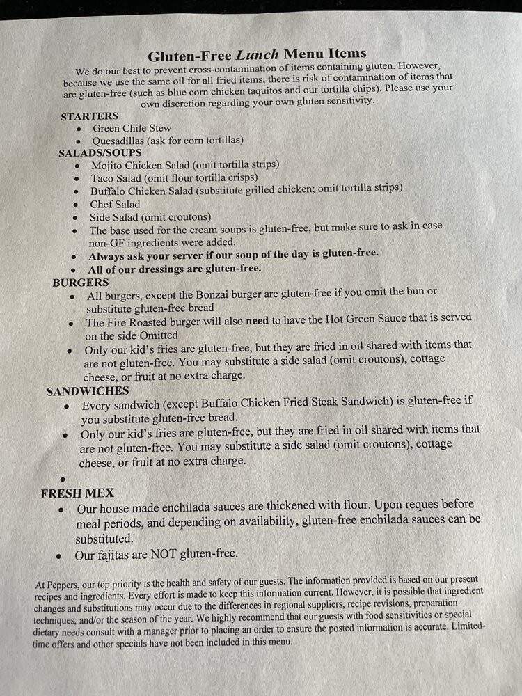 Peppers Grill & Bar - Roswell, NM menu_pic