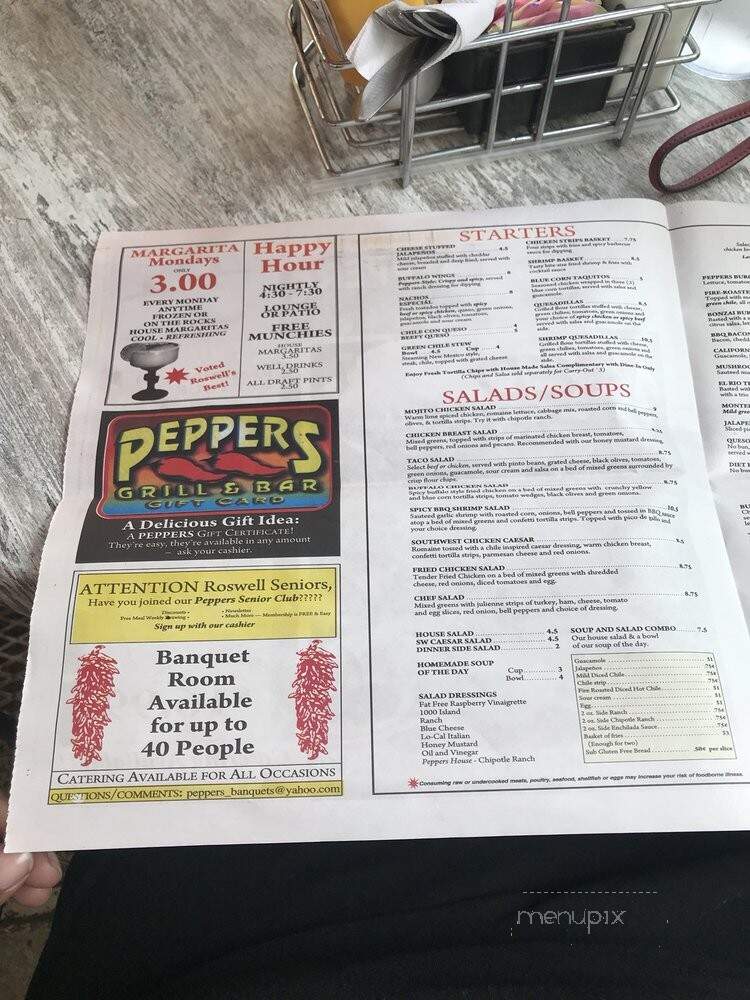Peppers Grill & Bar - Roswell, NM menu_pic