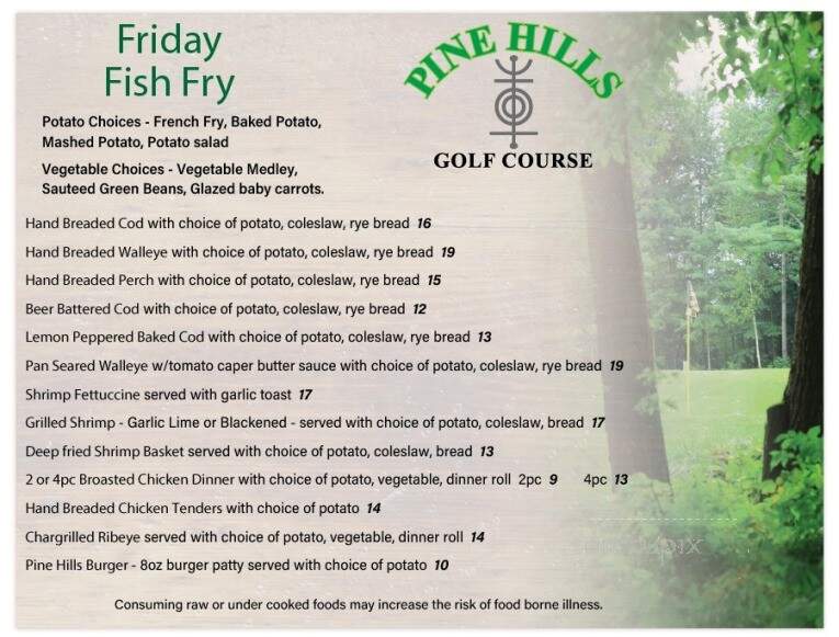 Pine Hills Golf Course Supper - Gresham, WI menu_pic