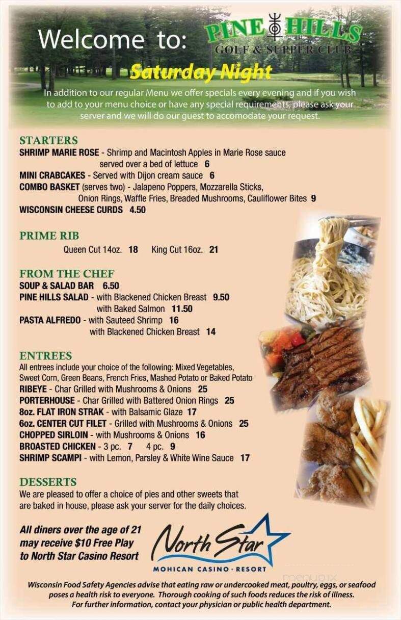 Pine Hills Golf Course Supper - Gresham, WI menu_pic