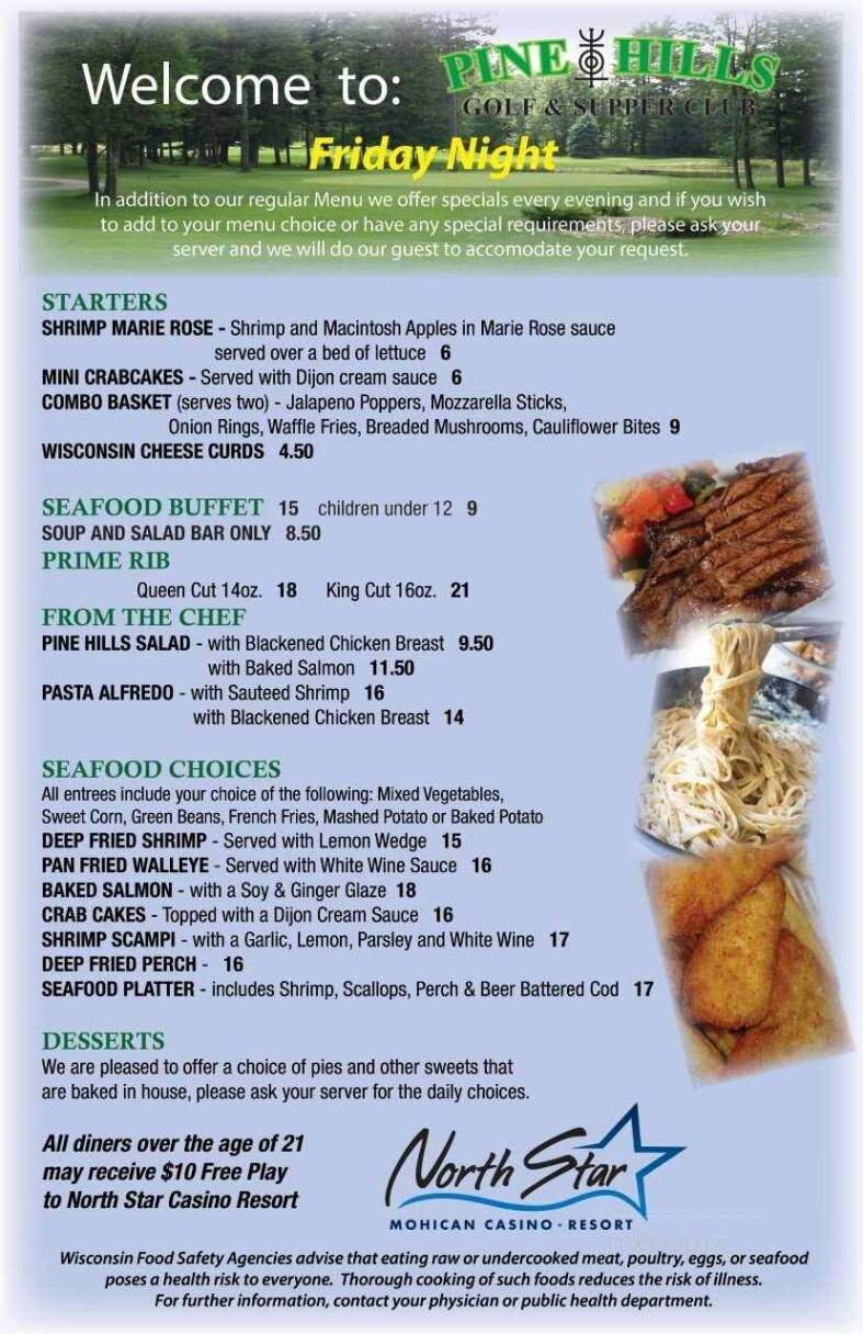 Pine Hills Golf Course Supper - Gresham, WI menu_pic