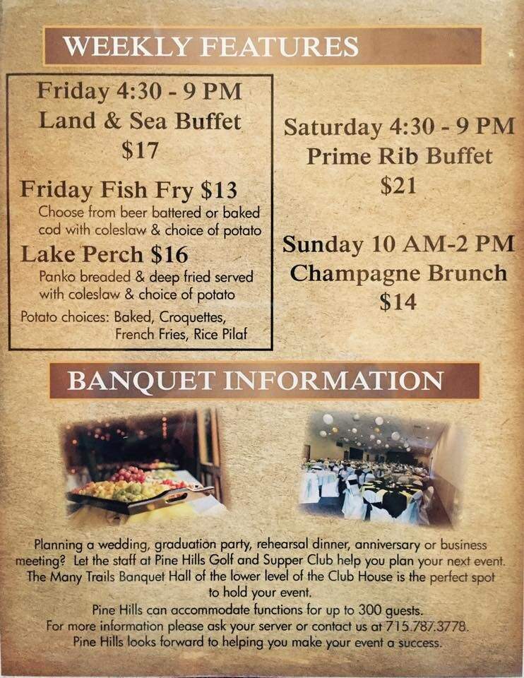 Pine Hills Golf Course Supper - Gresham, WI menu_pic