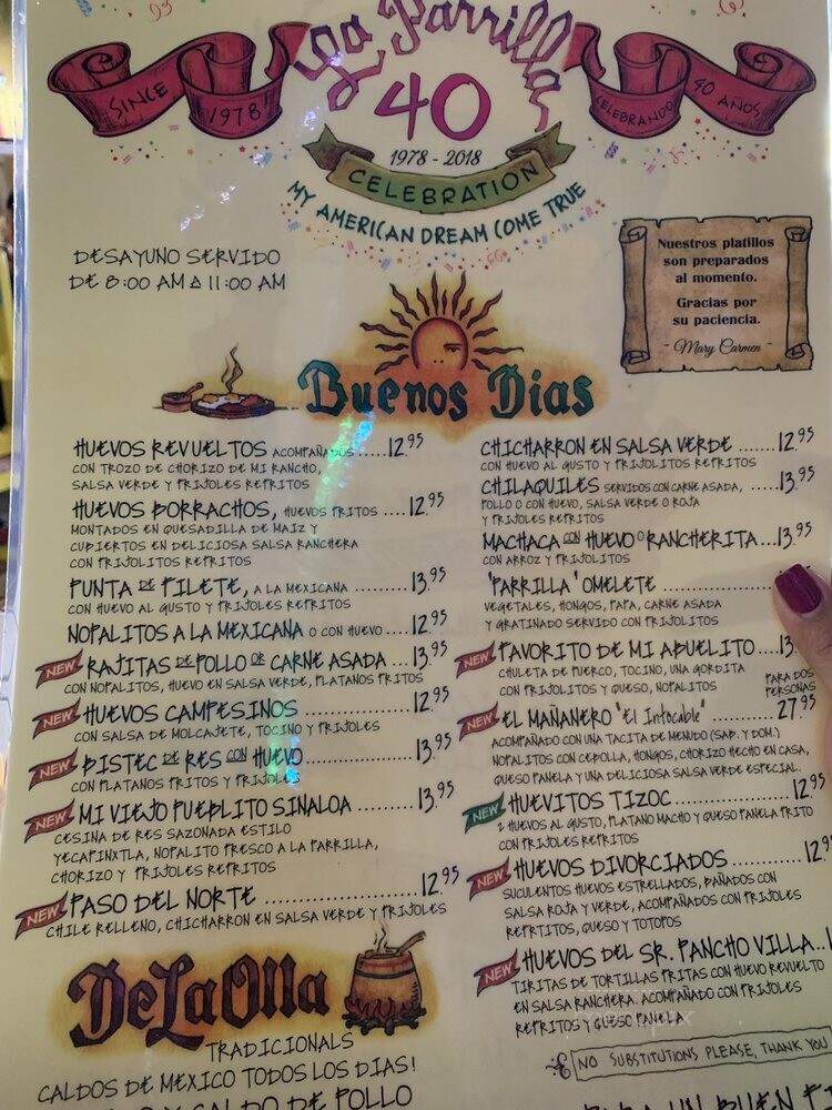 La Parrilla Restaurant - Los Angeles, CA menu_pic