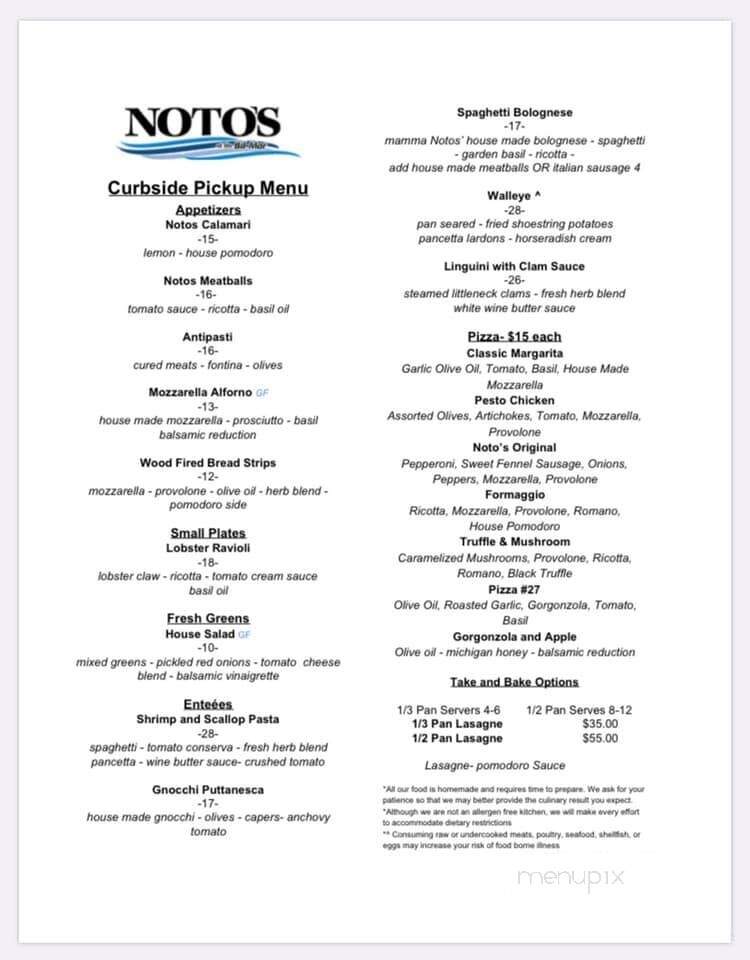 Notos At The Bill-Mar - Grand Haven, MI menu_pic