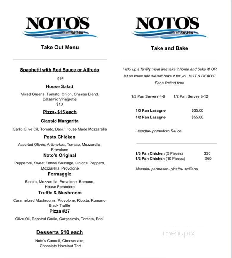 Notos At The Bill-Mar - Grand Haven, MI menu_pic