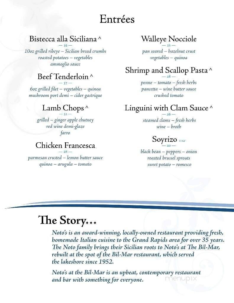 Notos At The Bill-Mar - Grand Haven, MI menu_pic