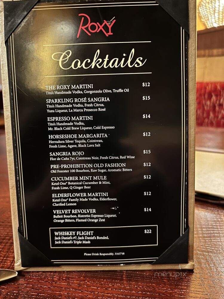 Roxy Restaurant & Bar - Black Hawk, CO menu_pic