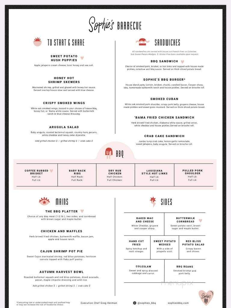 Sophie's BBQ - Ardmore, PA menu_pic