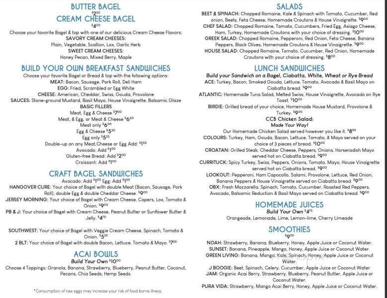 Coastal Cravin' Bagelry - New Bern, NC menu_pic
