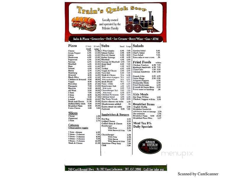 Trains Tavern - Lebanon, ME menu_pic