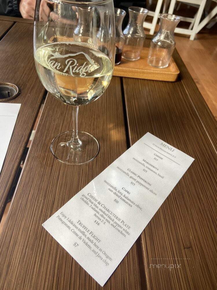 Silvan Ridge Winery - Eugene, OR menu_pic