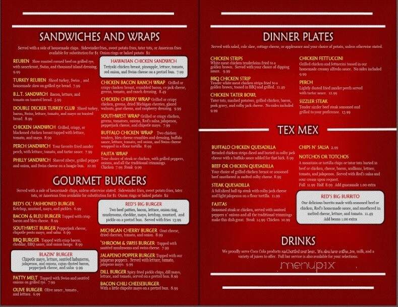 Red's Sports Bar & Grill - Middleville, MI menu_pic