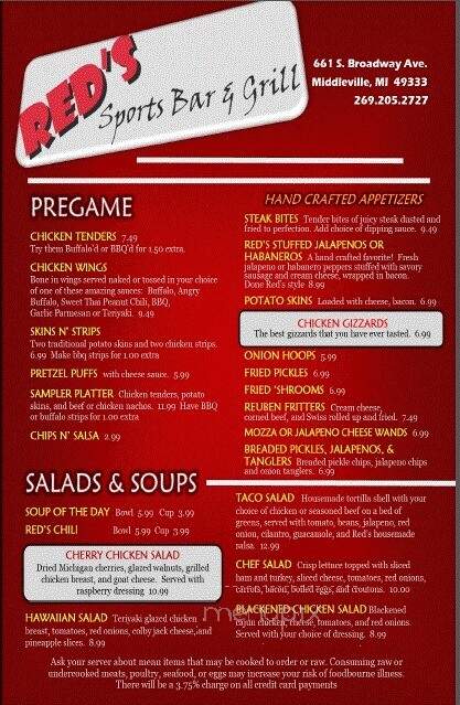 Red's Sports Bar & Grill - Middleville, MI menu_pic