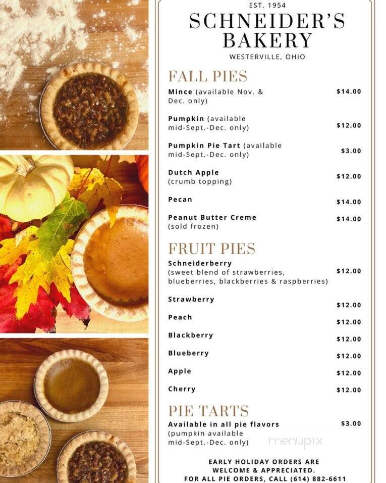 Schneider's Bakery - Westerville, OH menu_pic