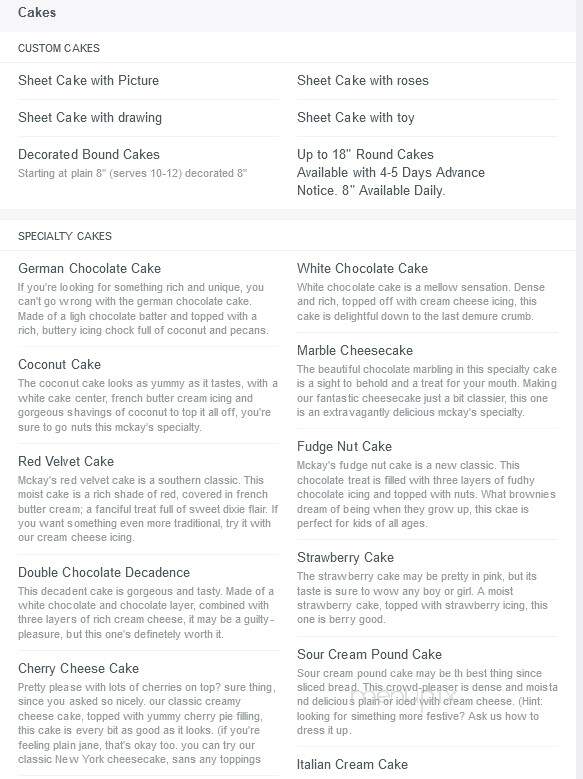 McKay's Bakery - Abilene, TX menu_pic
