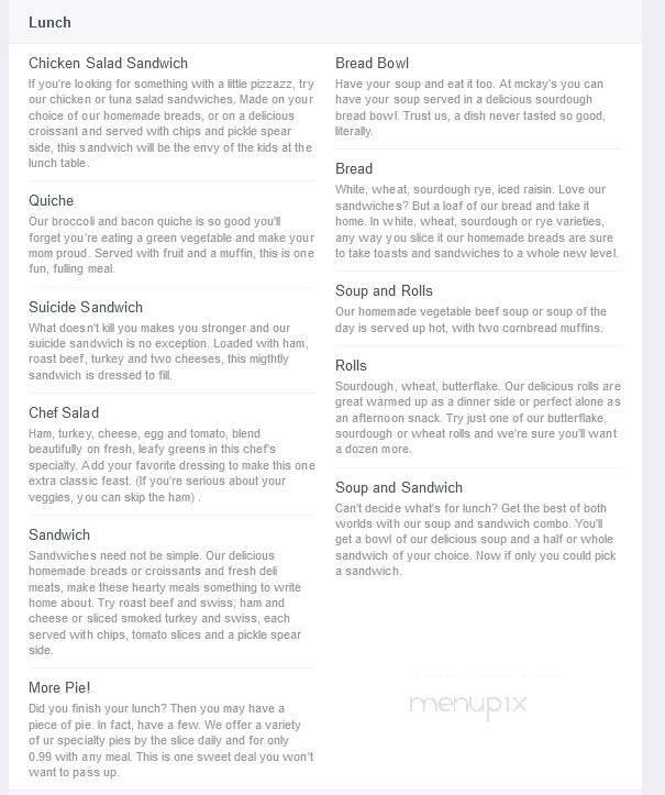 McKay's Bakery - Abilene, TX menu_pic