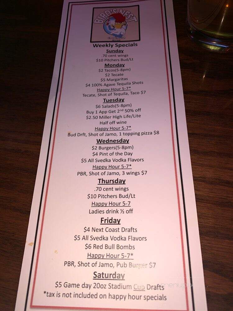 Birds Nest - Chicago, IL menu_pic