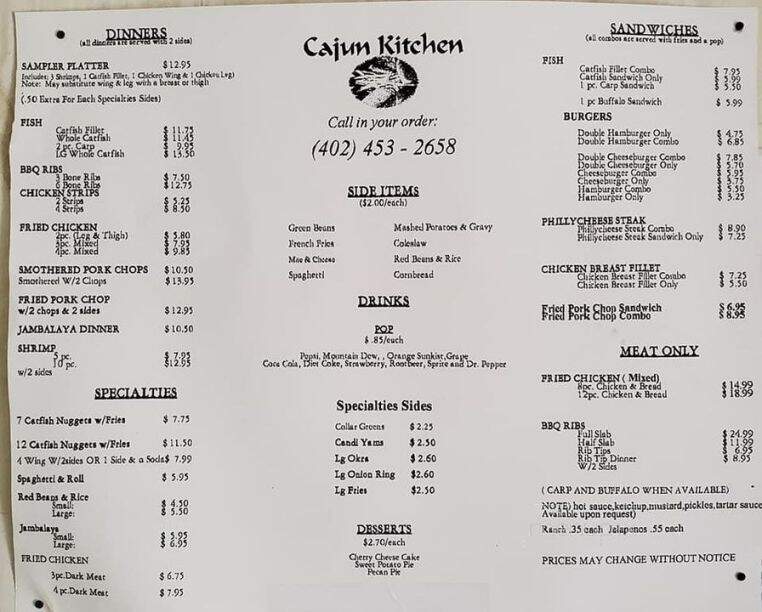 Cajun Kitchen - Omaha, NE menu_pic