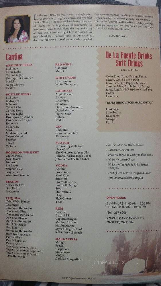 Las Rocas Bar & Grill - Castaic, CA menu_pic