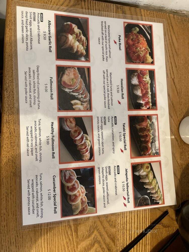 Full Moon Sushi - San Clemente, CA menu_pic
