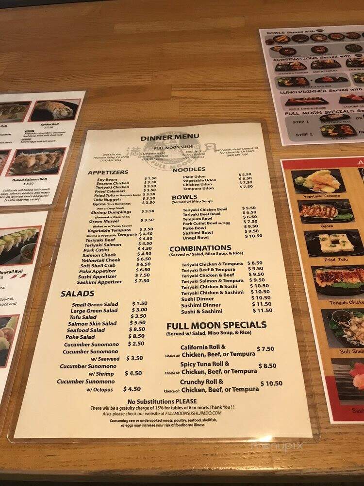 Full Moon Sushi - San Clemente, CA menu_pic