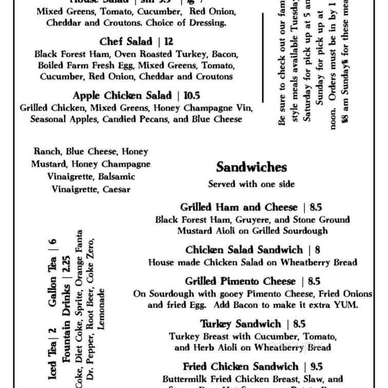 Screen Door Cafe - Dayton, TN menu_pic