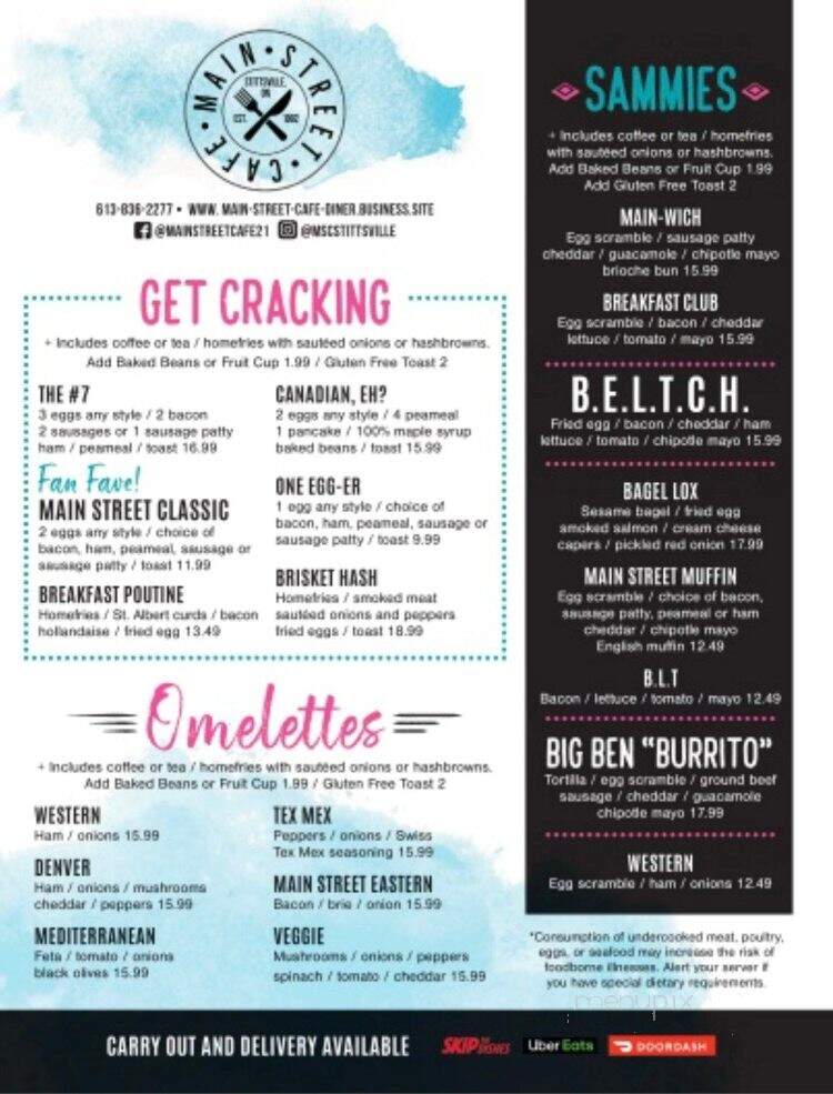 Main Street Cafe - Ottawa, ON menu_pic