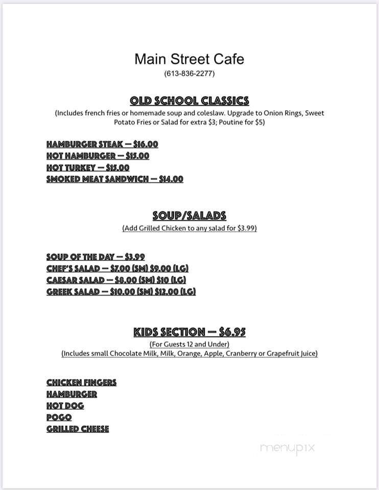 Main Street Cafe - Ottawa, ON menu_pic