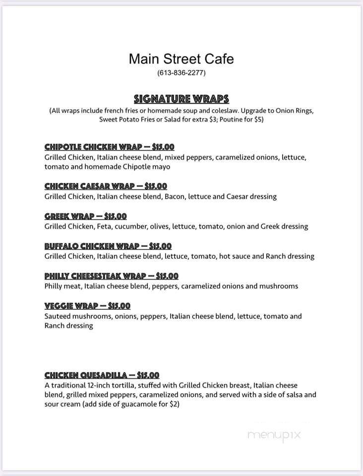 Main Street Cafe - Ottawa, ON menu_pic