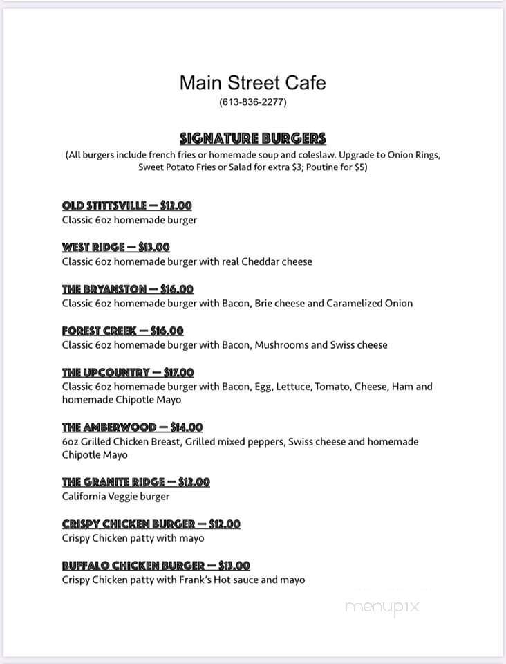 Main Street Cafe - Ottawa, ON menu_pic