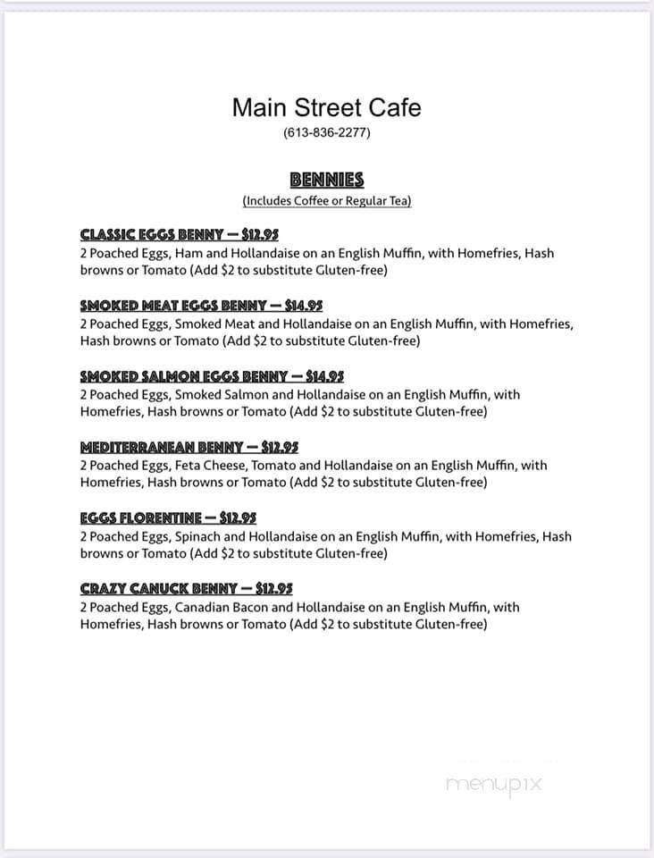 Main Street Cafe - Ottawa, ON menu_pic