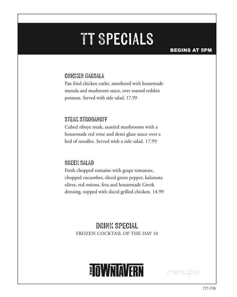 The Town Tavern - Uniontown, OH menu_pic